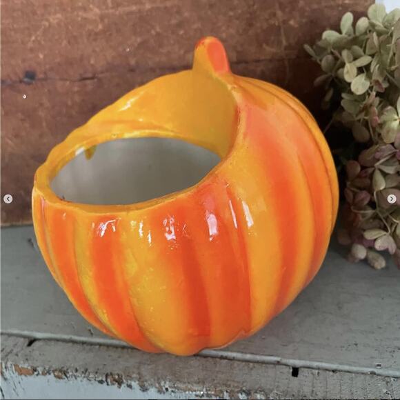 Vintage Halloween Anthropomorphic Jack JOL Pumpkin Planter Holland Floral Taiwan - Picture 5 of 8